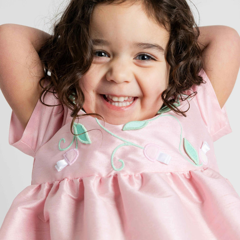 Dupioni Dress With Flower Vines