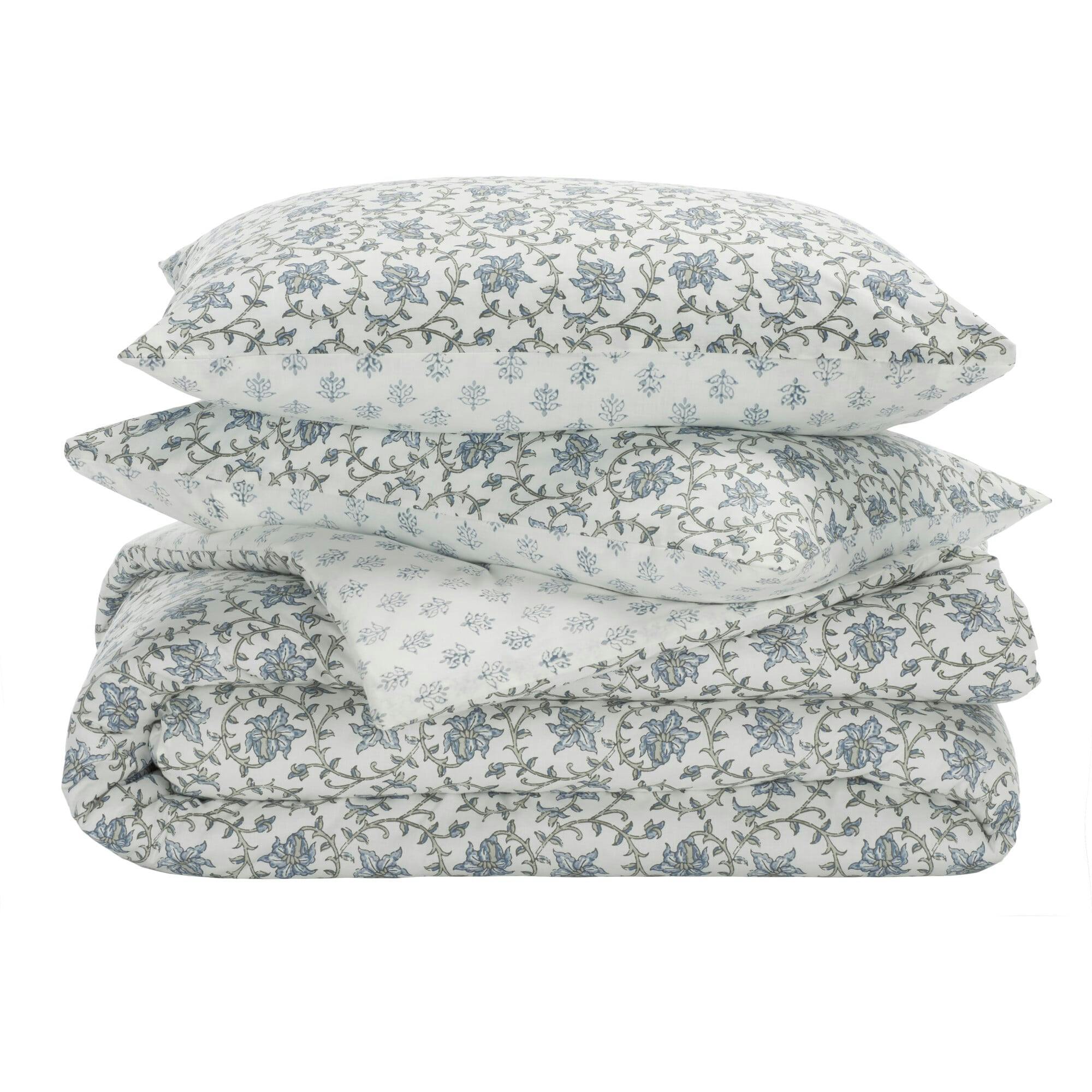 Floral Reversible Comforter Set, Blue