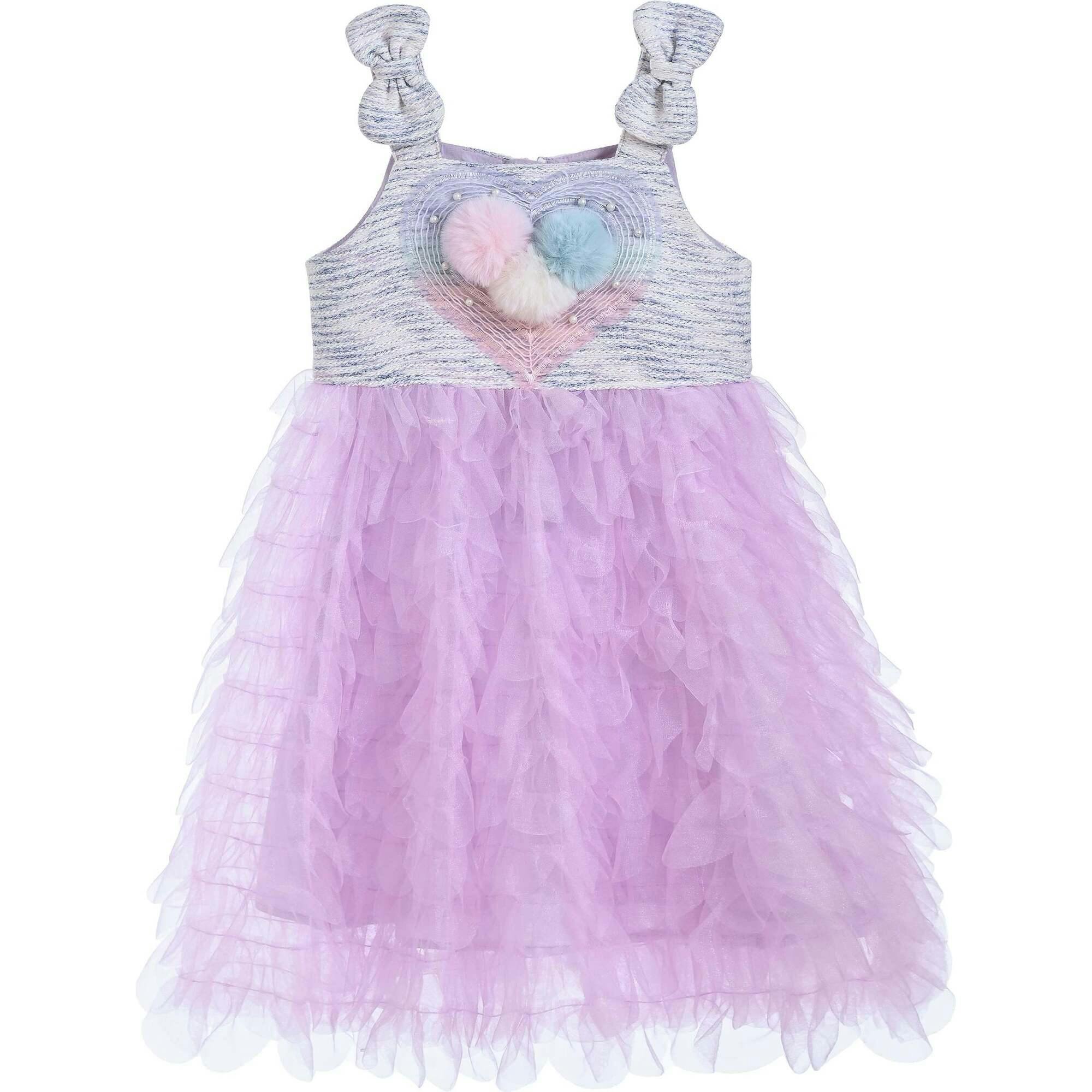 Tulle Silhouette Bow Pom Dress