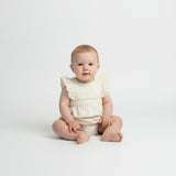 Organic Eyelet Flutter Romper- Ivory Eyelet