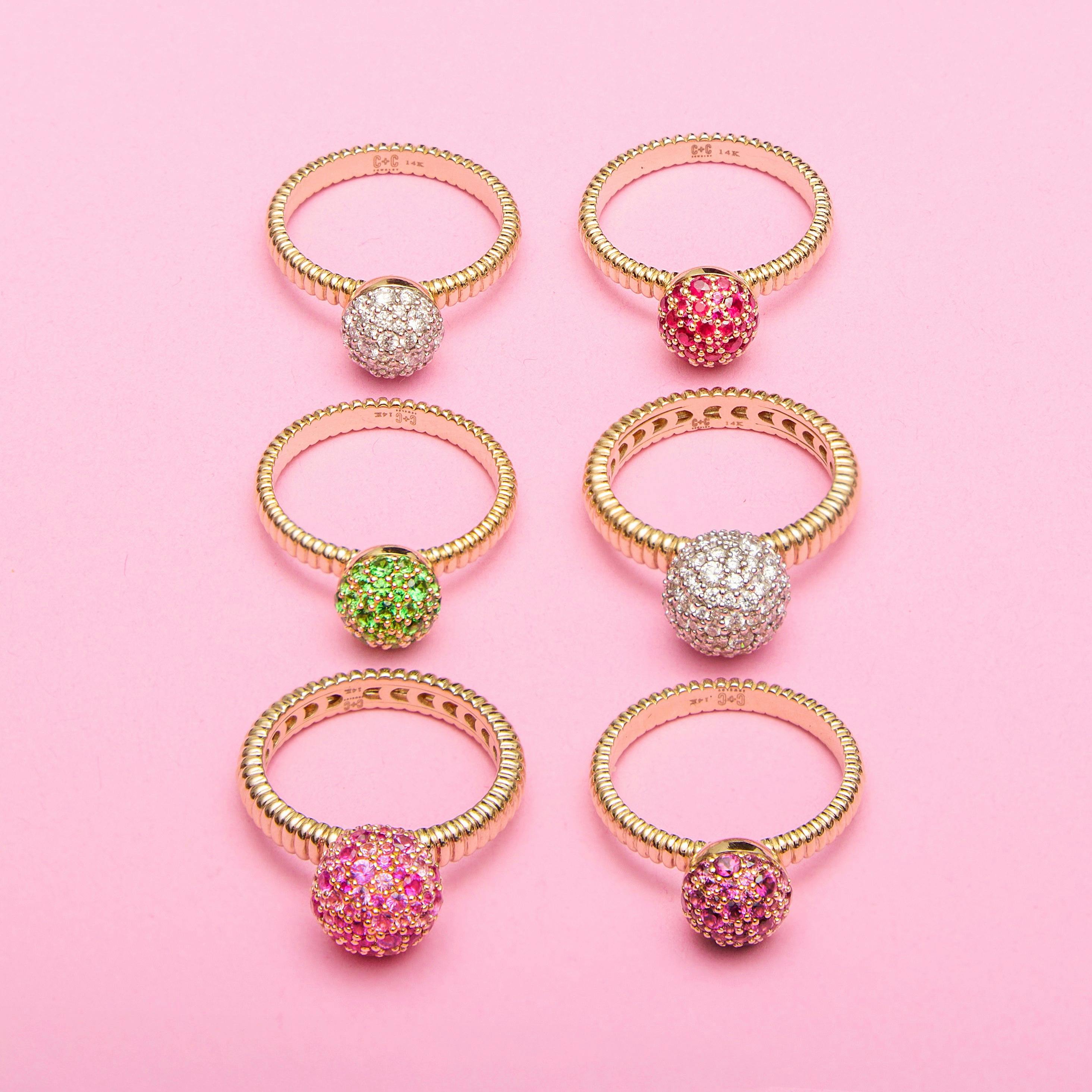 Revel Small Bobble Ring - Pink Sapphire