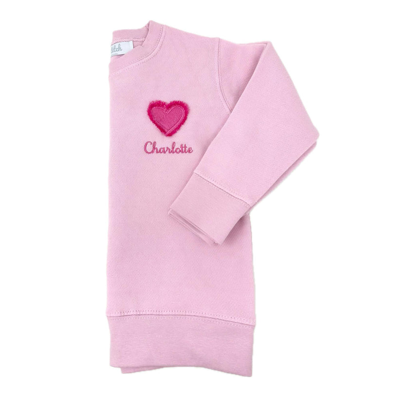 Custom Embroidered Fringe Heart Sweatshirt