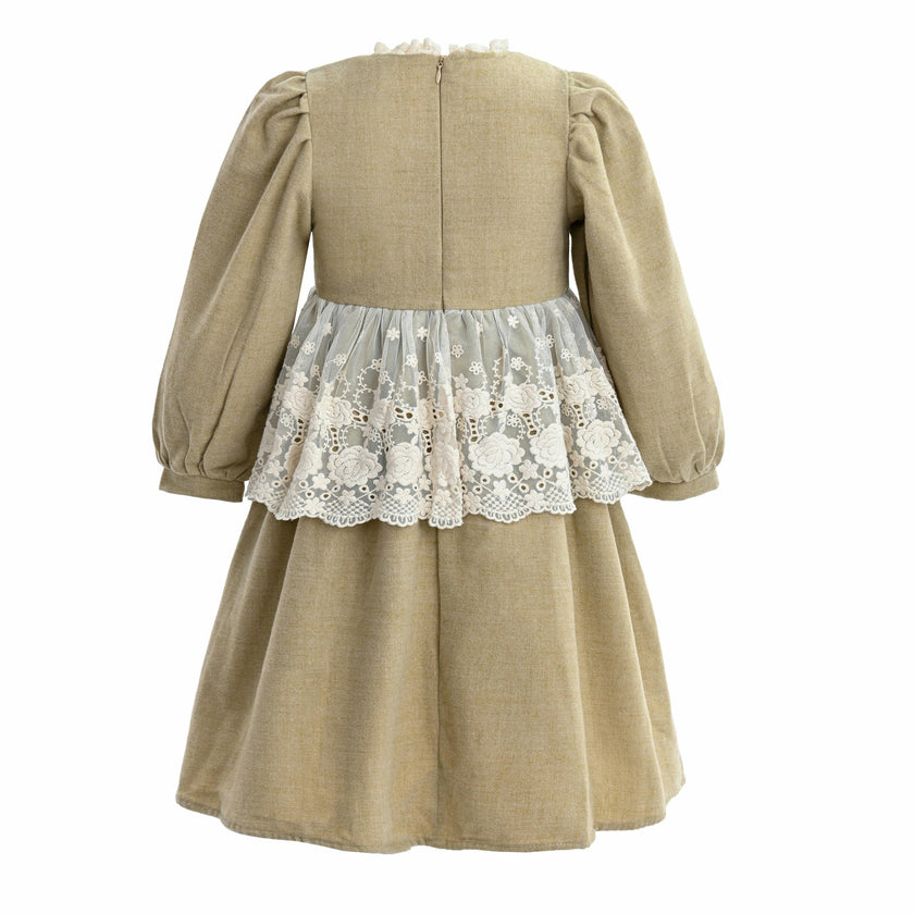 Beige Lace Waist Dress