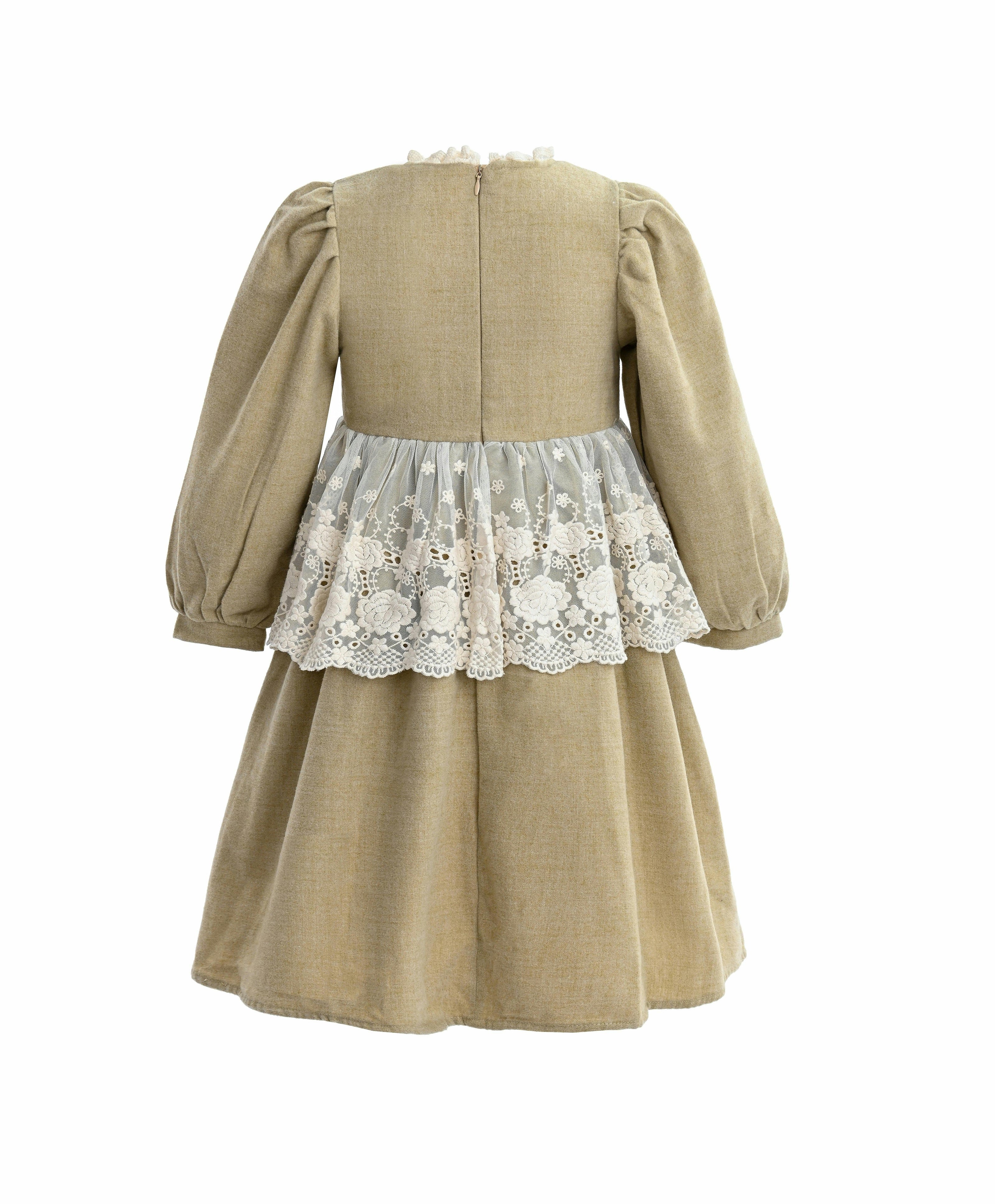 Beige Lace Waist Dress