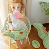 Handcrafted - Dinosaur Storage Basket Mint Green (Small) - Rattan Wicker