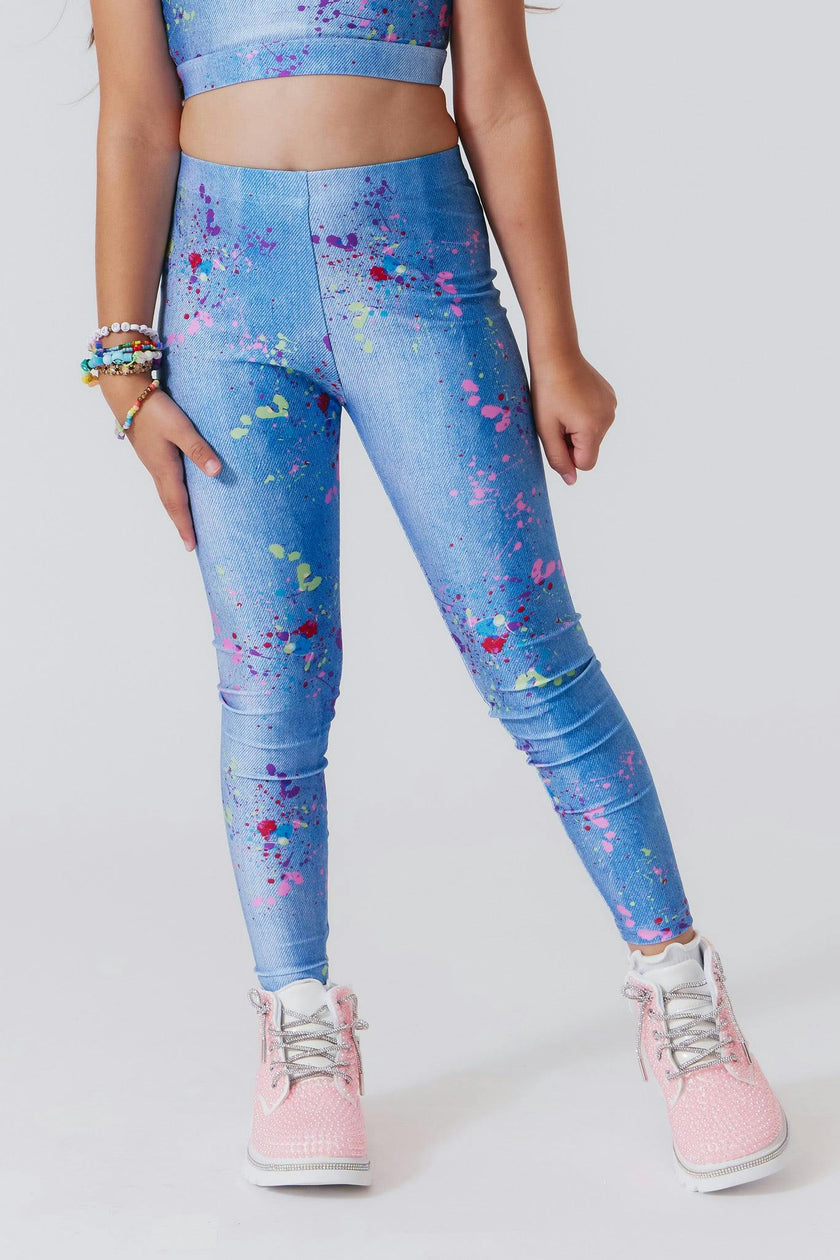 Girls Hi-Shine Mid Rise Slim Band Leggings