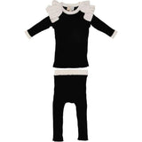 Contrast Trim & Shoulder Ruffle Top & Pant 2-Piece Set