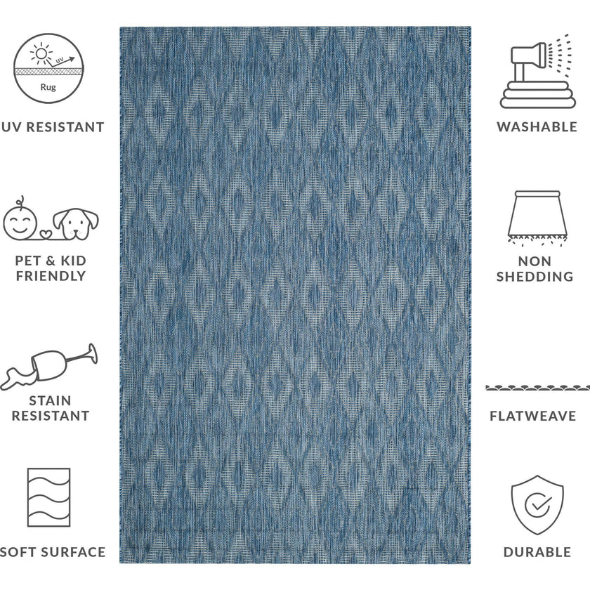 Courtyard August Indoor/Outdoor Rug, Navy