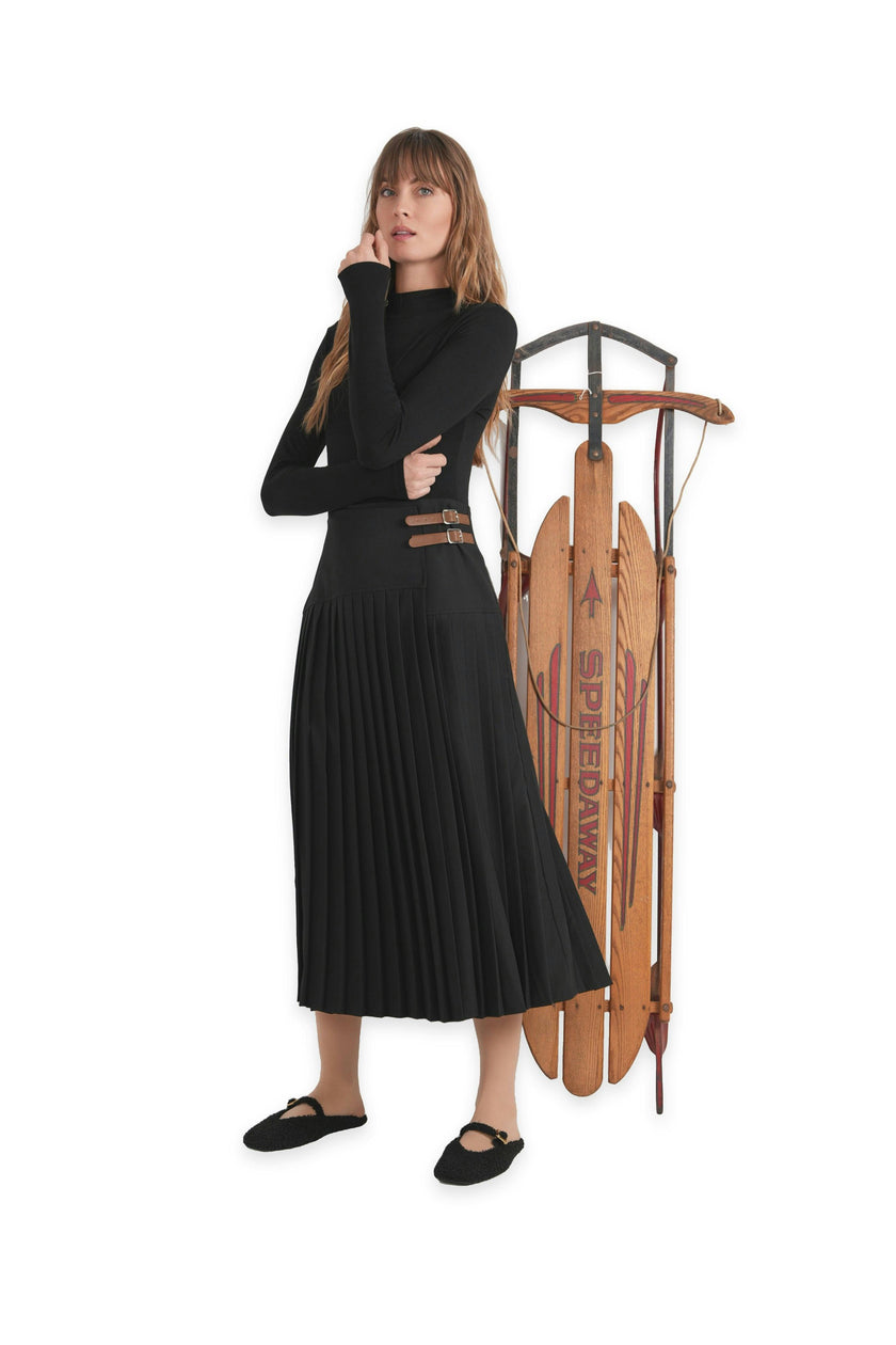 Crepe Pleated Midi Wrap Skirt