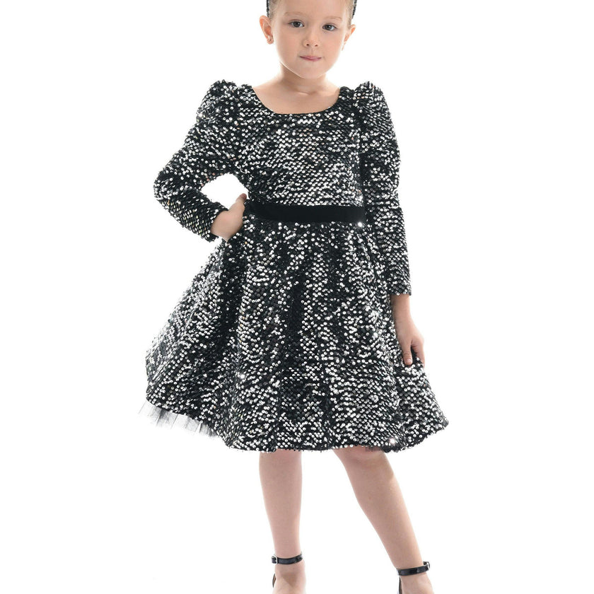Black Merribrook Sequin Bow Dress