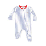 Baseball Stripe - 2 Way Zipper Footie