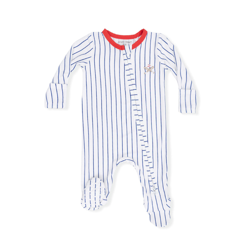 Baseball Stripe - 2 Way Zipper Footie
