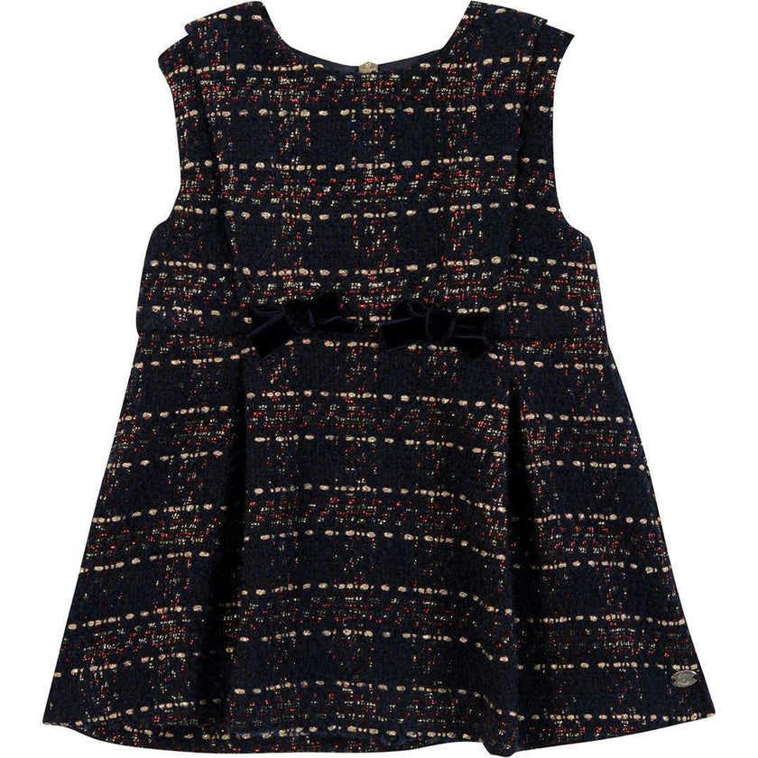 TARTINE ET CHOCOLAT BABY SLEEVELESS PLAID DRESS - MARINE