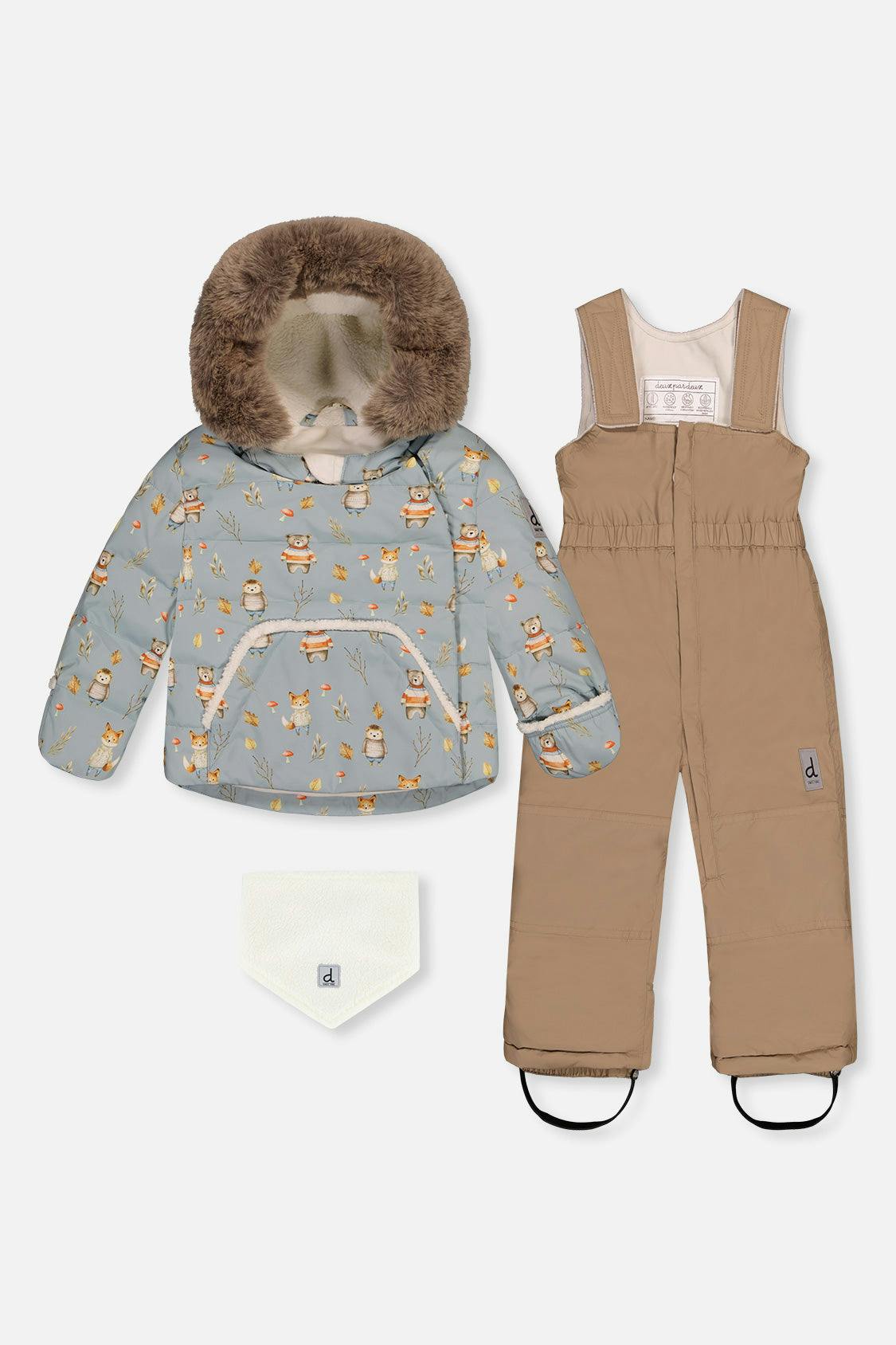 Baby Two Piece Snowsuit Blue Animal Print
