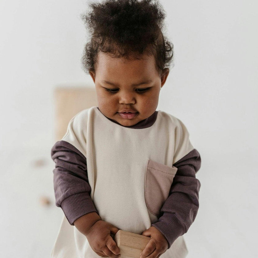 Colorblock Romper Lavender Cloud Checkered