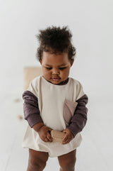 Colorblock Romper Lavender Cloud Checkered