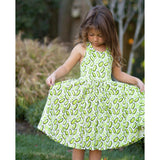 Cross Back Twirly Dress in Pickles