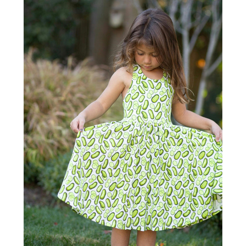 Cross Back Twirly Dress in Pickles
