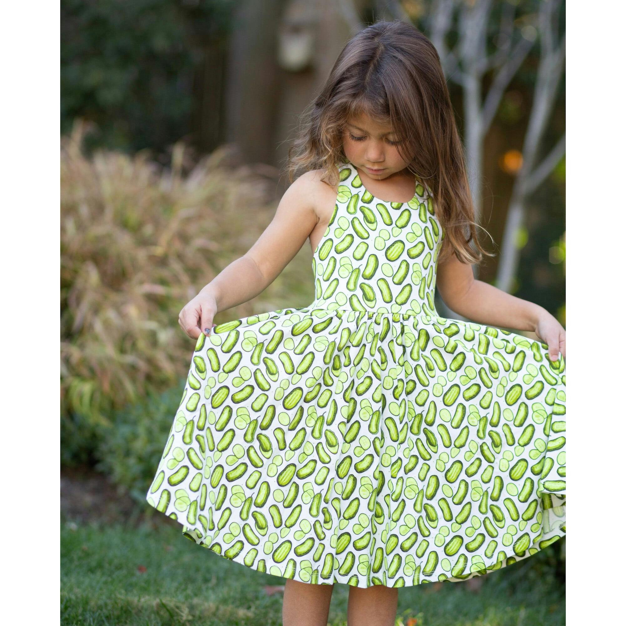 Cross Back Twirly Dress in Pickles