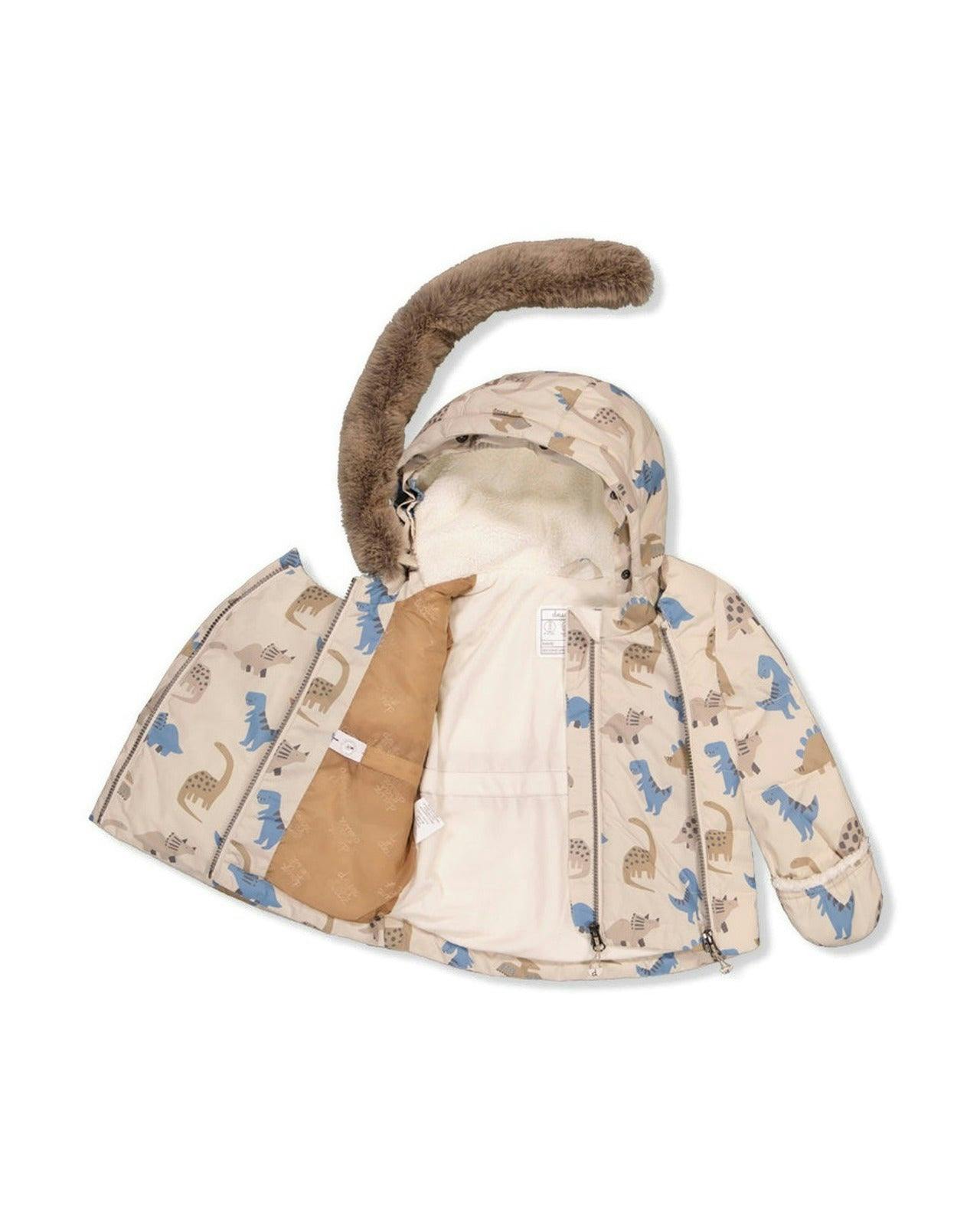 Baby Two Piece Snowsuit Blue Dinosaur Print