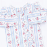 Anna Floral Stripe - 2 Way Ruffle Sleeve Zipper Footie