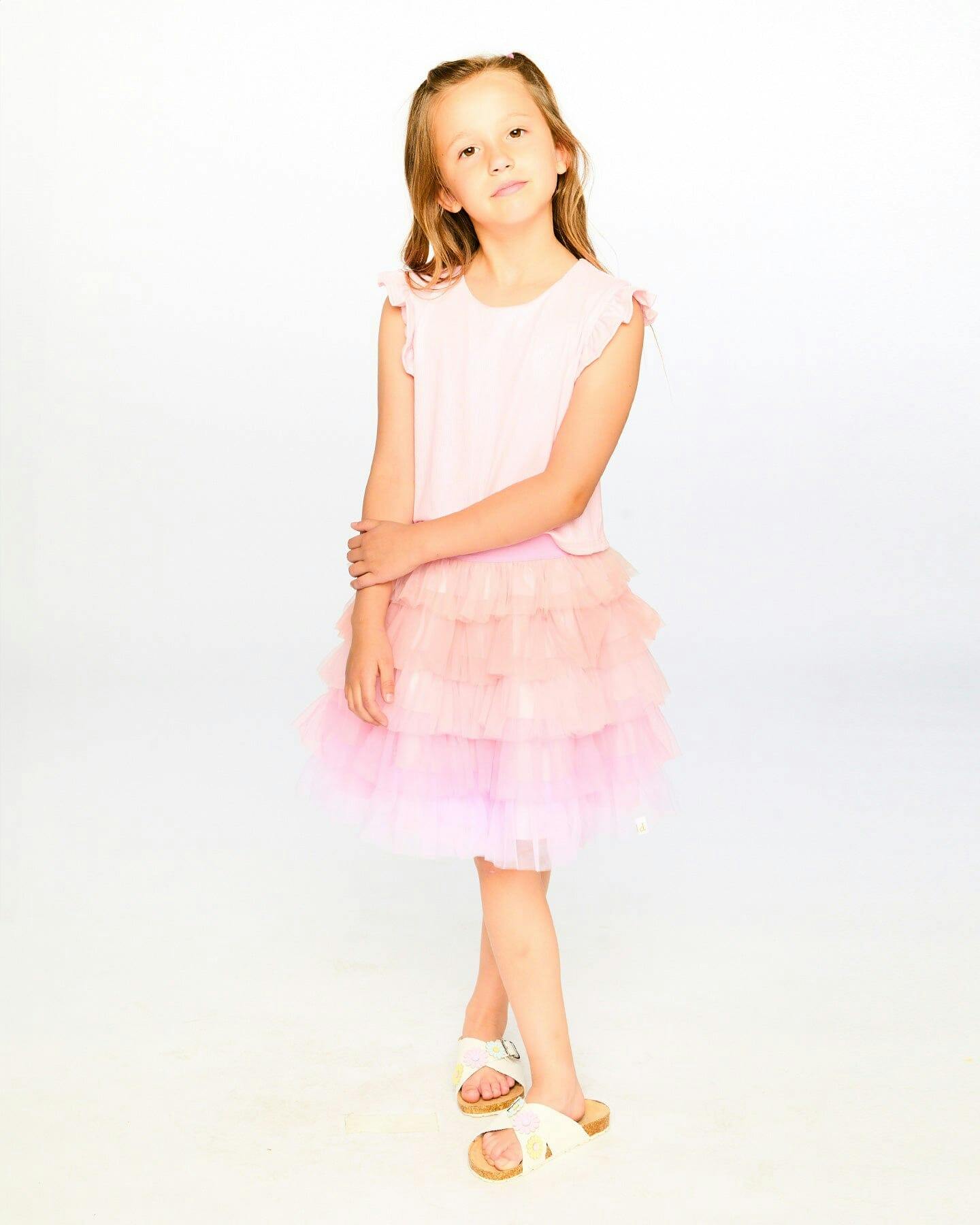 Bi-Material Dress Pale Pink
