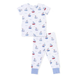 Bubbly Sailboats Blue - Short Sleeve Loungewear Set