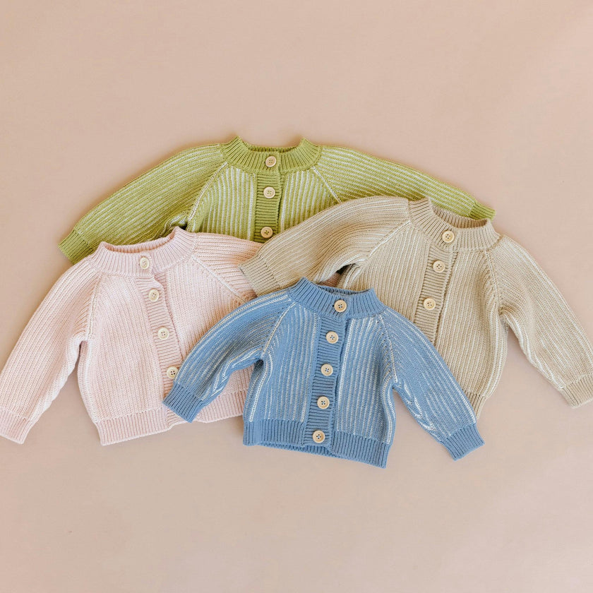 Cotton Brioche Cardigan, Green