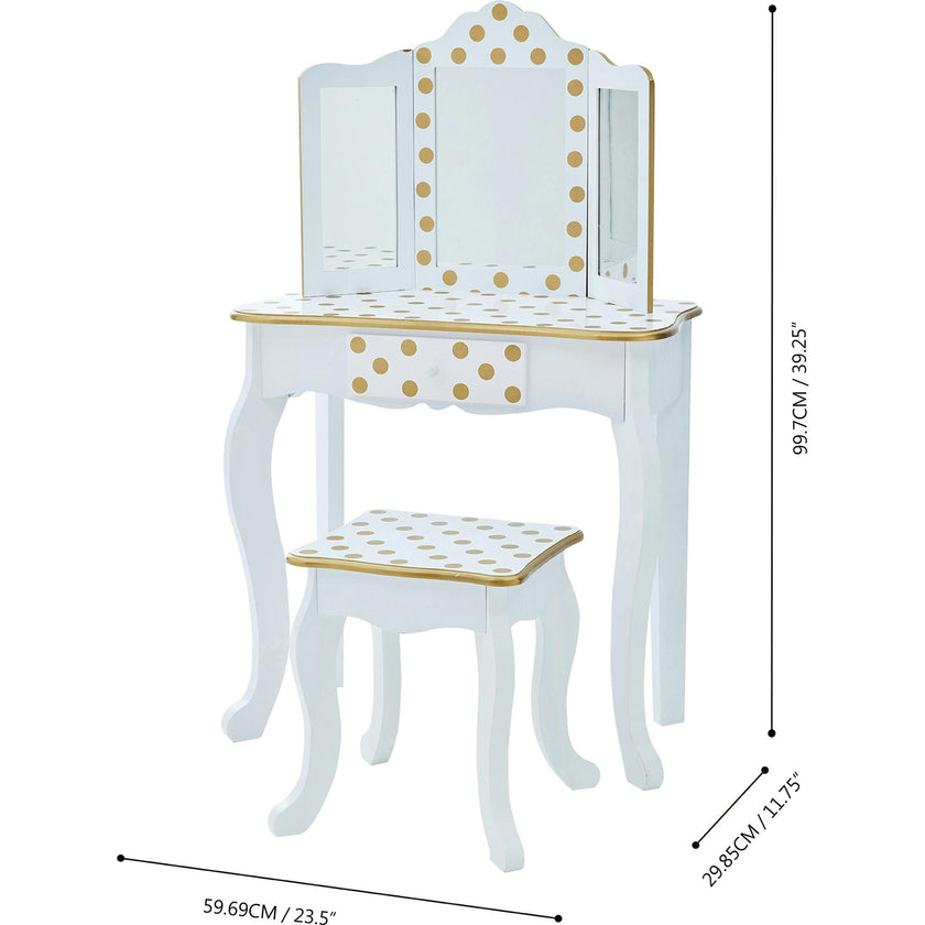 Teamson Kids Wooden Polka Dot 2-pc. Play Vanity