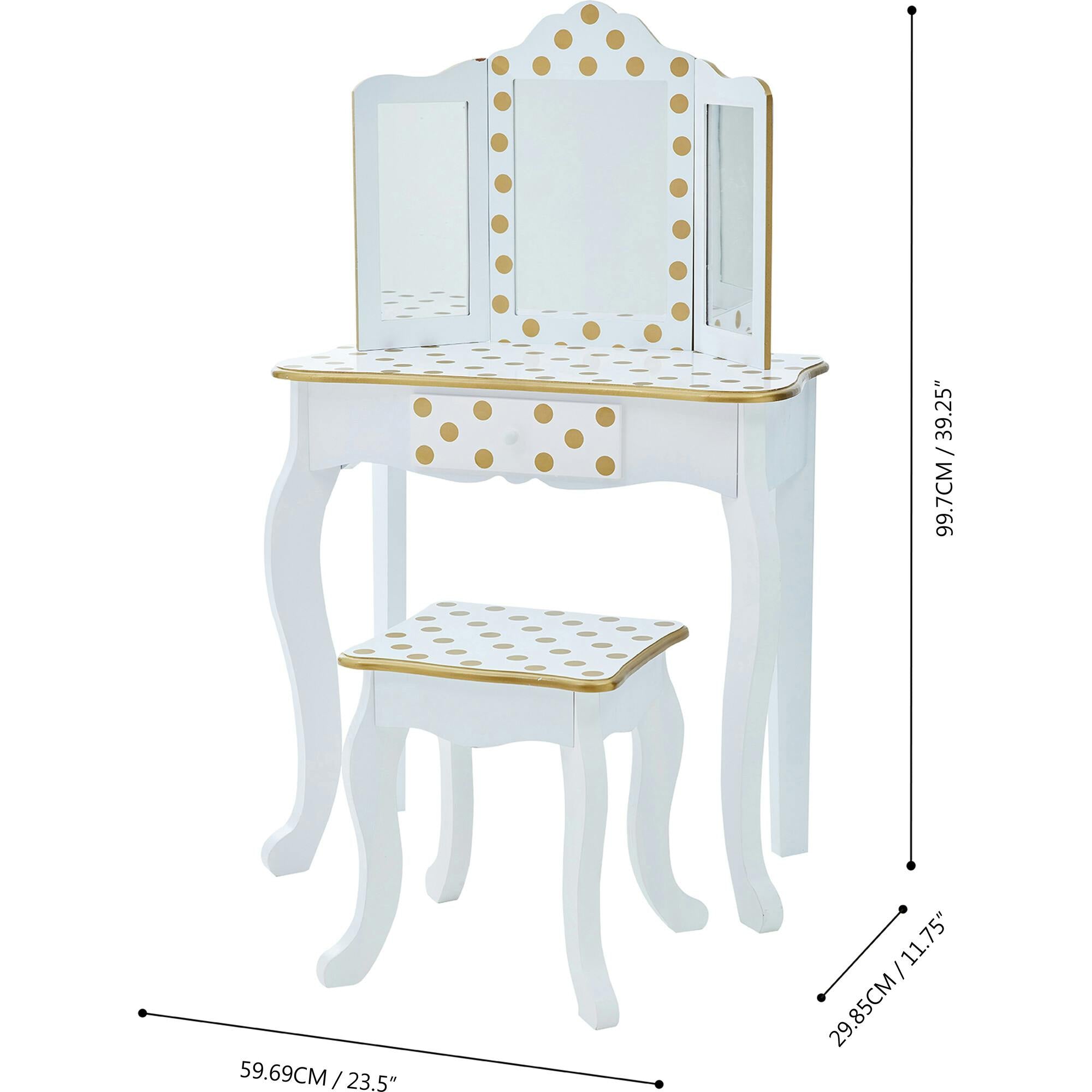Teamson Kids Wooden Polka Dot 2-pc. Play Vanity