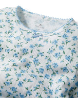 Kid's Pointelle Snug Fit Pajama Set in Blue Floral