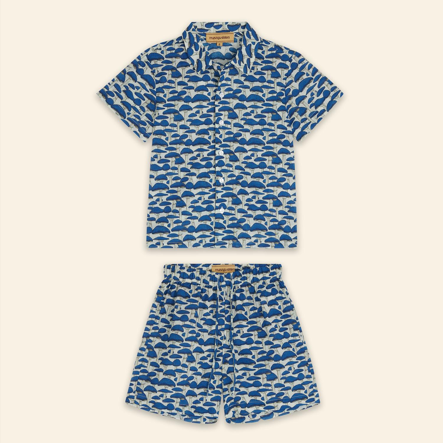 Kids Aryo Shirt and Otto Shorts Blue Mushroom