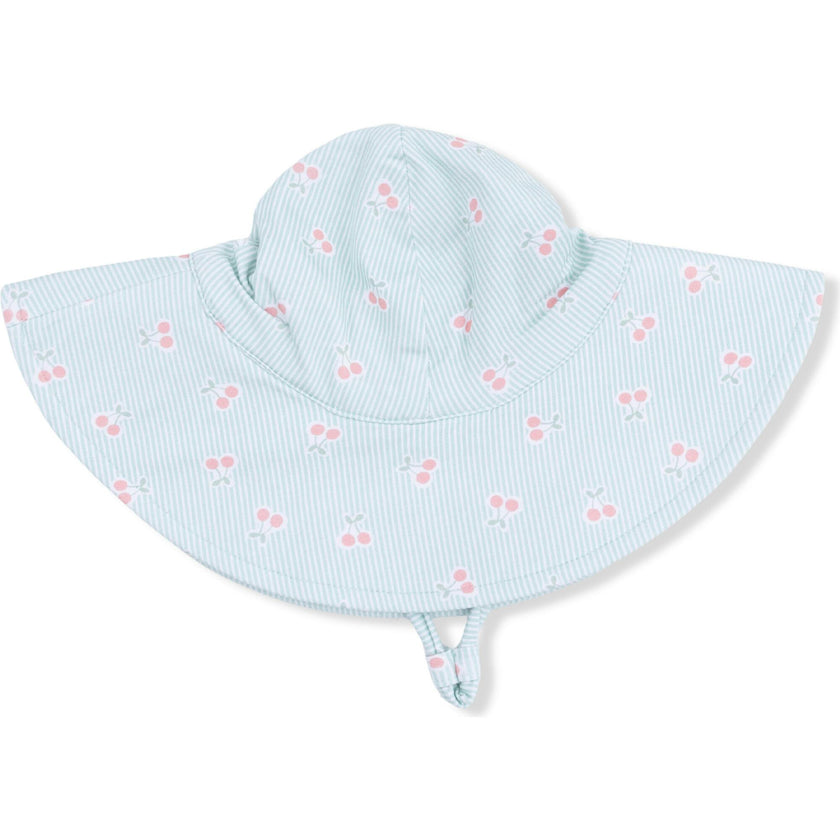 Tiny Cherry Stripe - Wide Brim Sun Hat