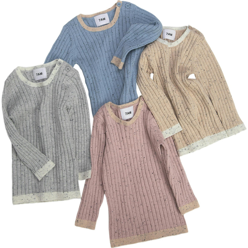 Ribbed Knit Long Sleeve Retro Top