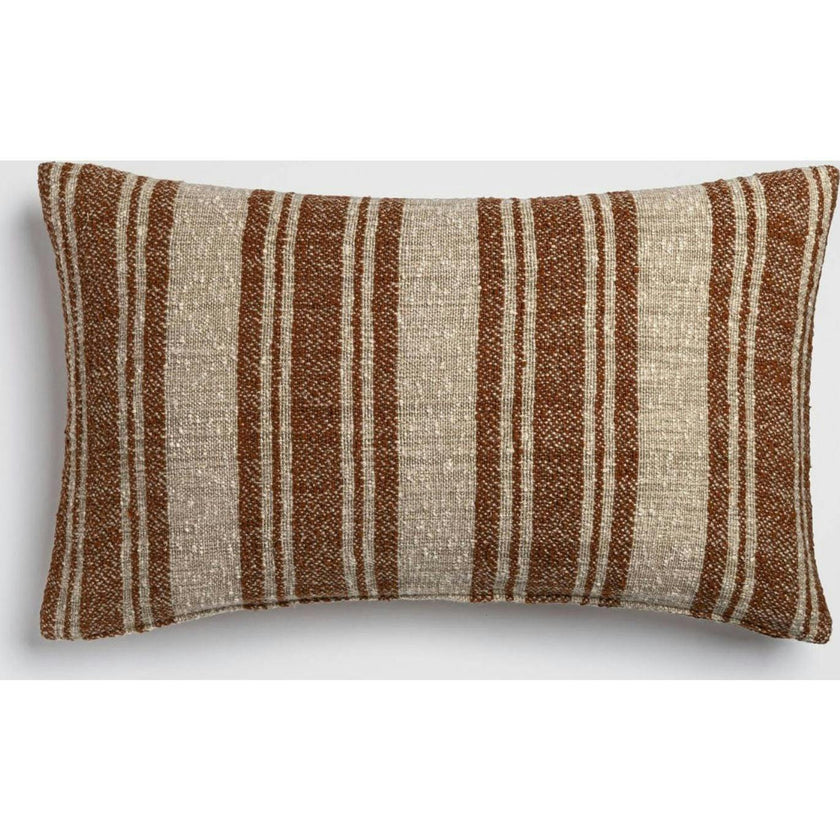 Desert Rust Stripe Orange & Ivory Lumbar Pillow