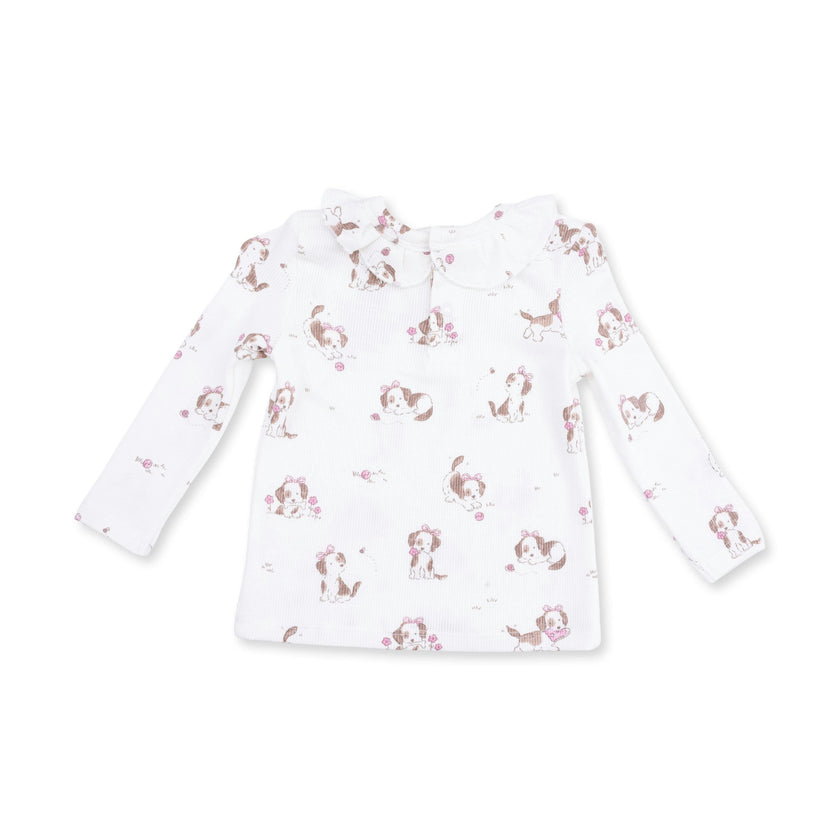 Explorer Puppy Pink - Long Sleeve Ruffle Top and Pant