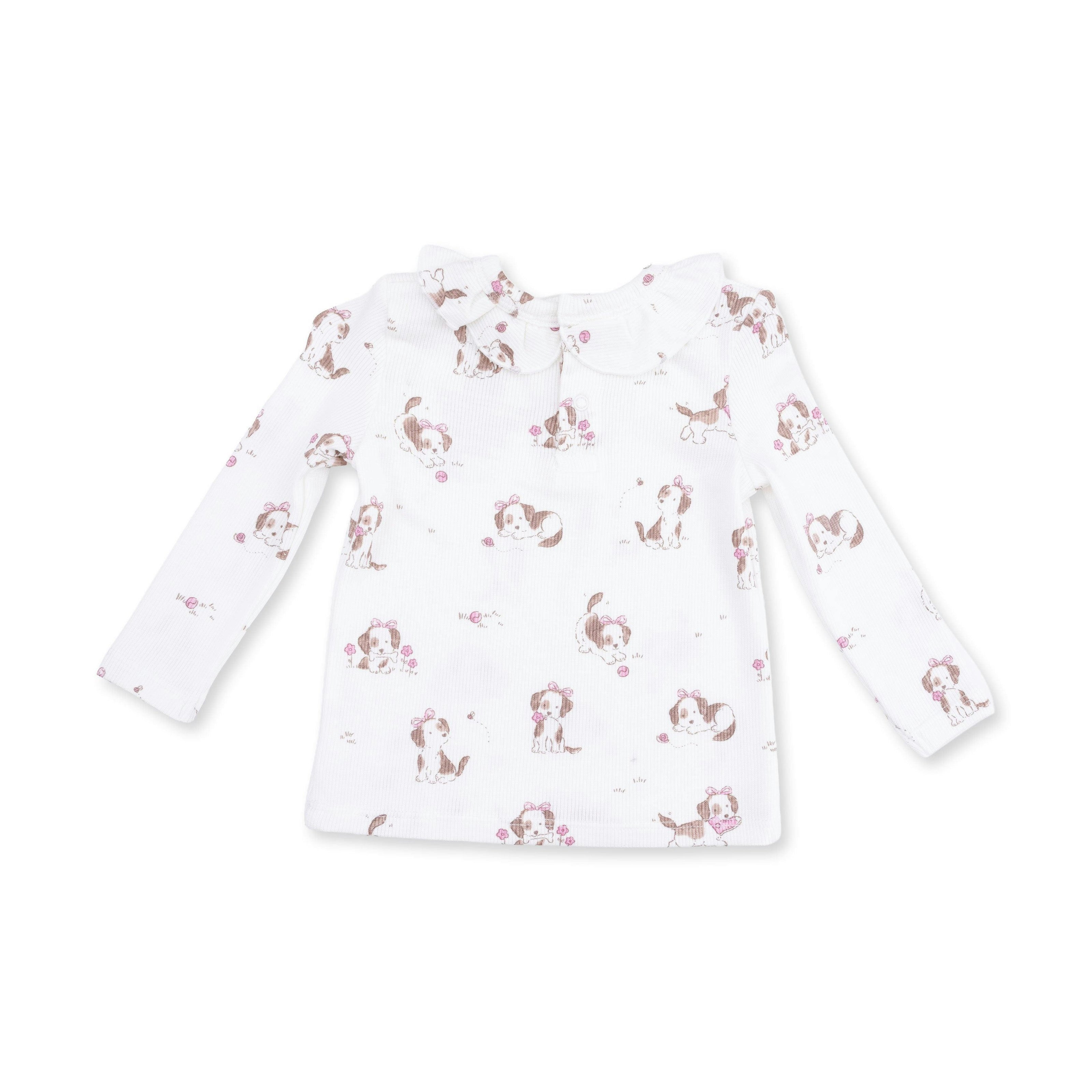 Explorer Puppy Pink - Long Sleeve Ruffle Top and Pant