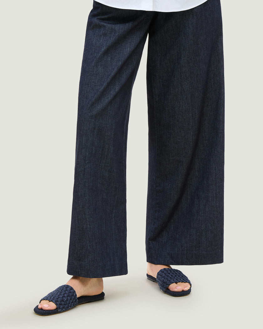 St. Barths Slide Double Weave Denim | Indigo