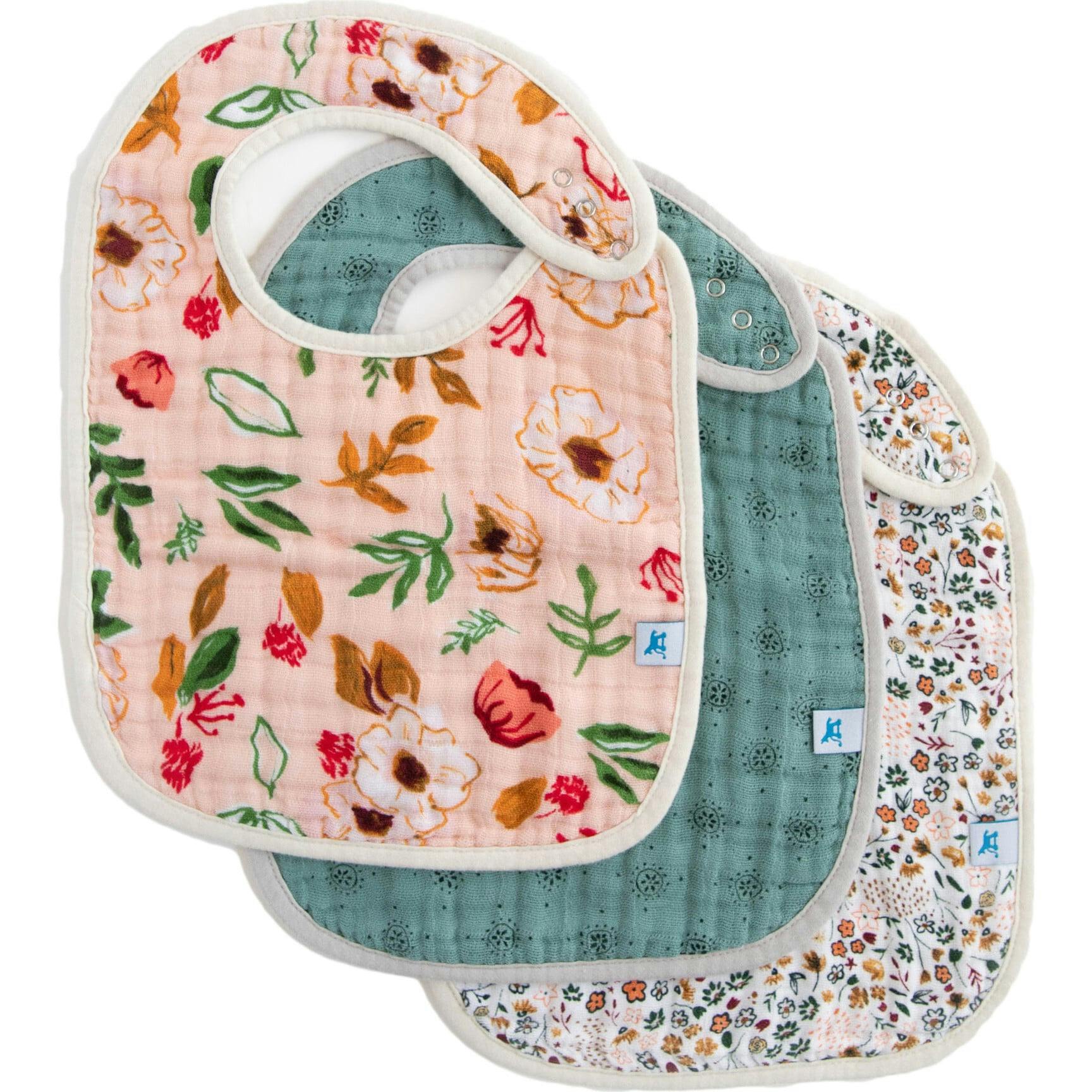 Cotton Muslin Classic Bib 3 Pack - Vintage Floral