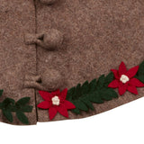 Handmade Felt Poinsettia Border Gray Christmas Tree Skirt 60" Arcadia Home