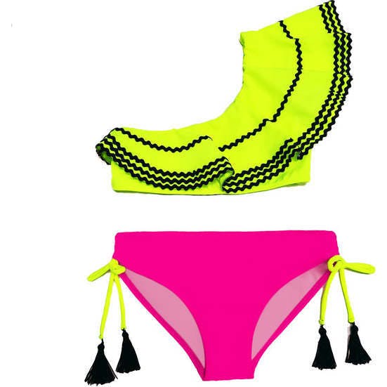 Aster Tired Ruffle One-Shoulder Two-Piece Bikini