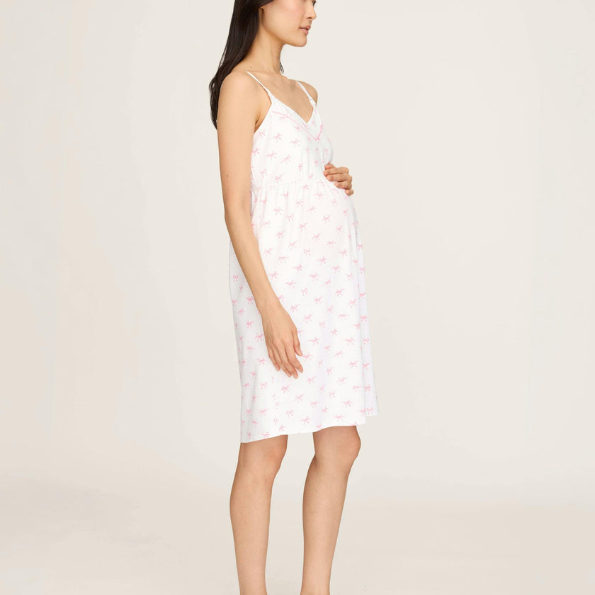 Women's Pima Maternity Nightgown in Blushing Bows