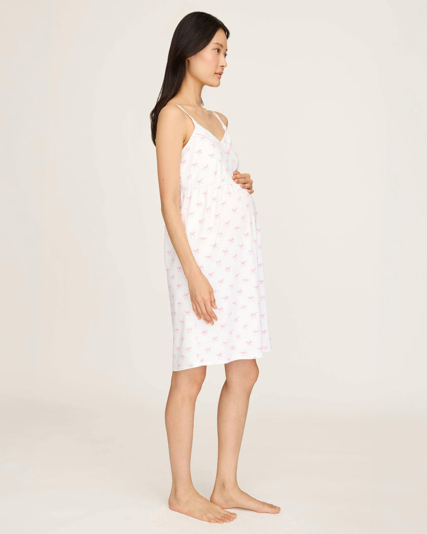 Women's Pima Maternity Nightgown in Blushing Bows