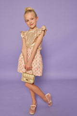 Gold Metallic Ruffle Shoulder Sleeveless Top