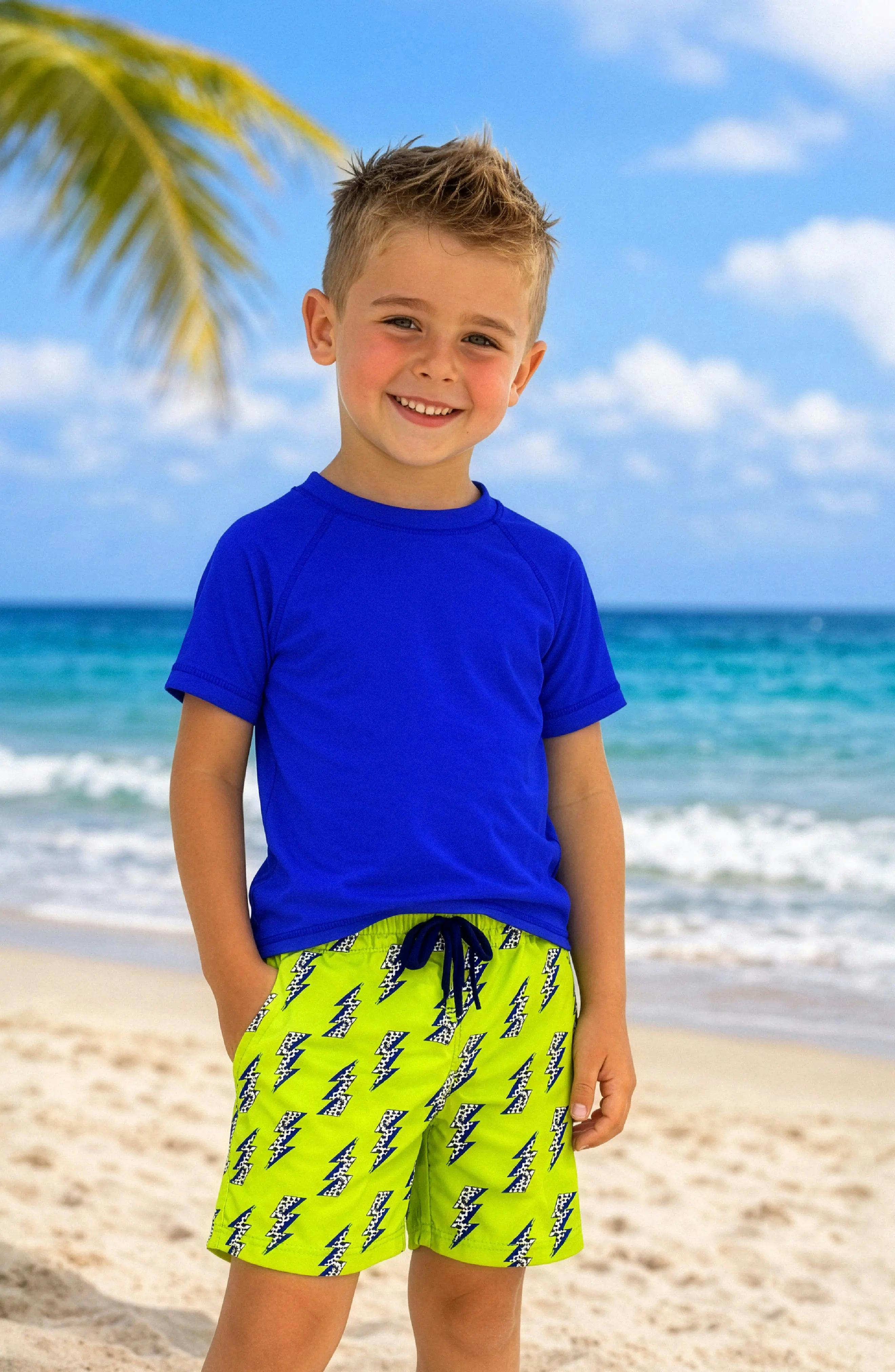 Dylan Boys Lightning Bolt Print Board Shorts