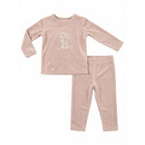 Bear Embroidered Velour Pajama Set