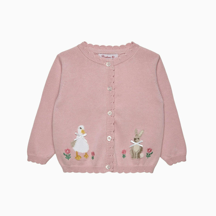 Baby Duck & Bunny Cardigan in Pink
