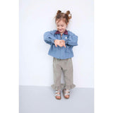 children's vichy frilled trousers - foggy brown