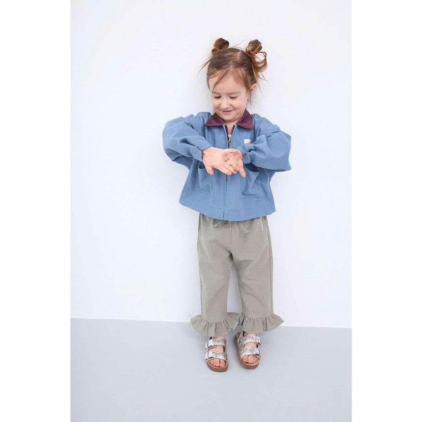 children's vichy frilled trousers - foggy brown