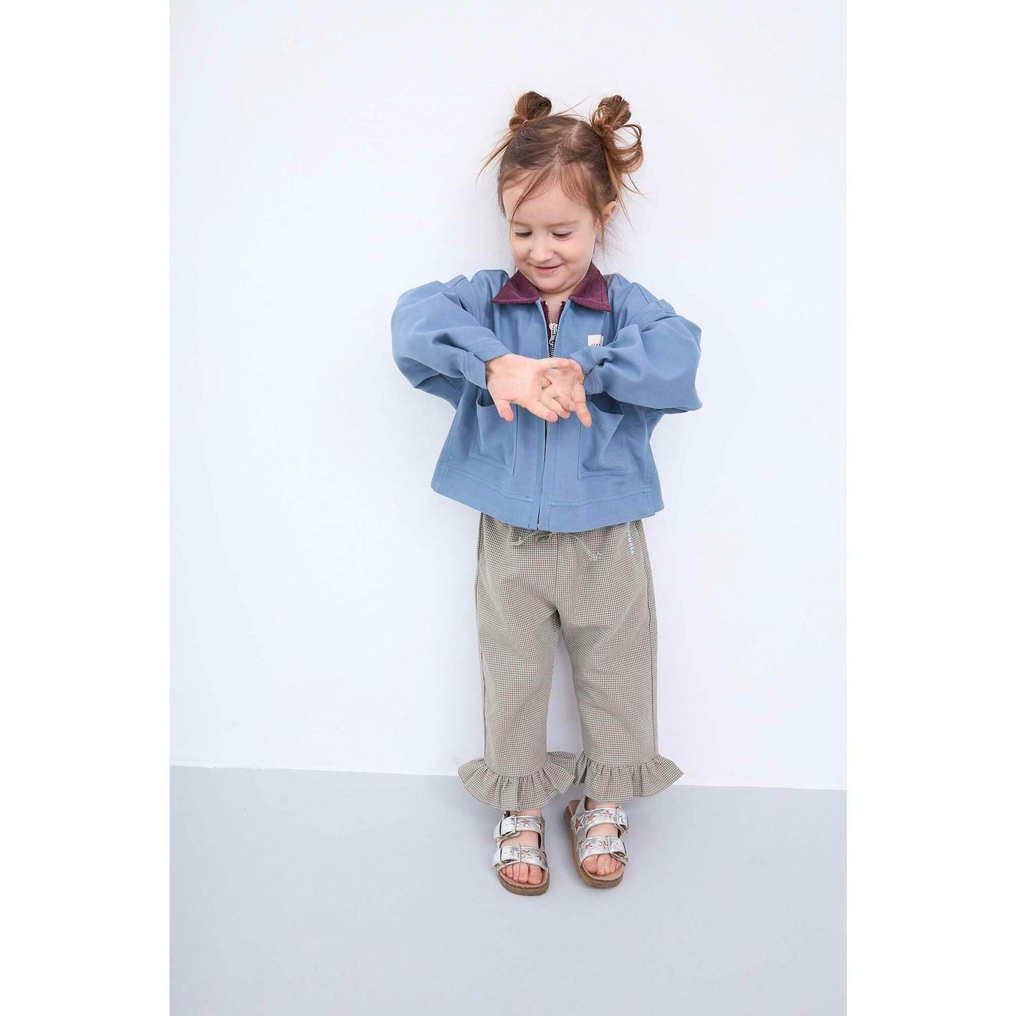 children's vichy frilled trousers - foggy brown